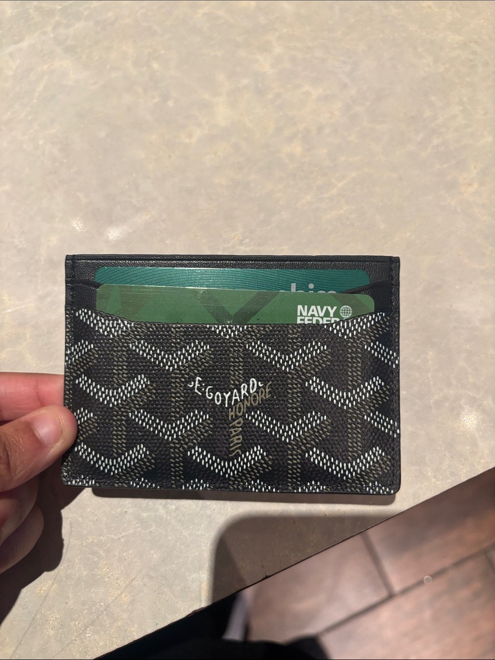 Goyard Black and White Chevron Card Holder